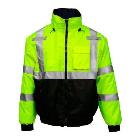 Tingley Tingley Bomber 3.1 Hi-Vis Hooded Jacket, Zipper, Fluorescent Yellow/Green/Black, 5XL J26172.5X